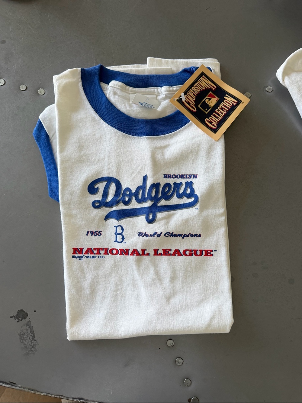 RARE Brooklyn Dodgers White & Blue Ringer Tee